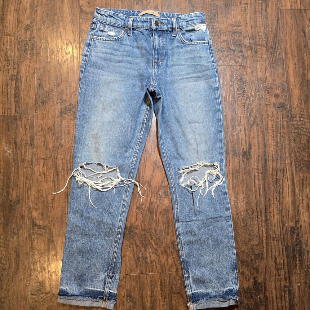 Joes Jeans 26 Blue Boyfriend Straight Ankle Distressed High Rise Stretch Destroy - Picture 3 of 11